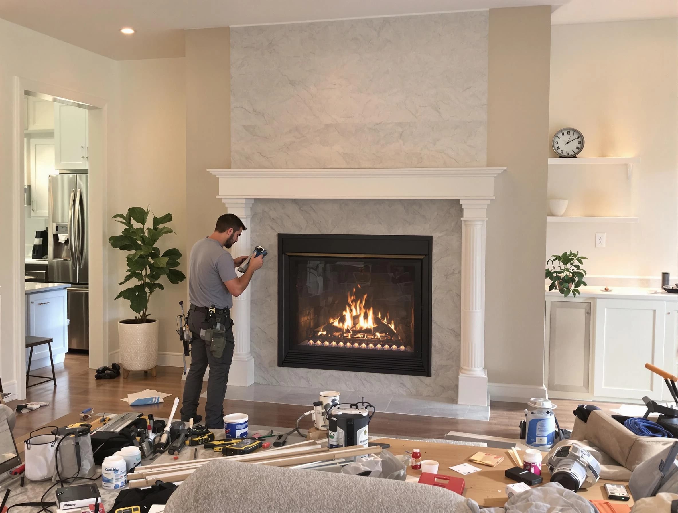 Newly installed fireplace by Chelmsford Chimney Sweep in Chelmsford, MA