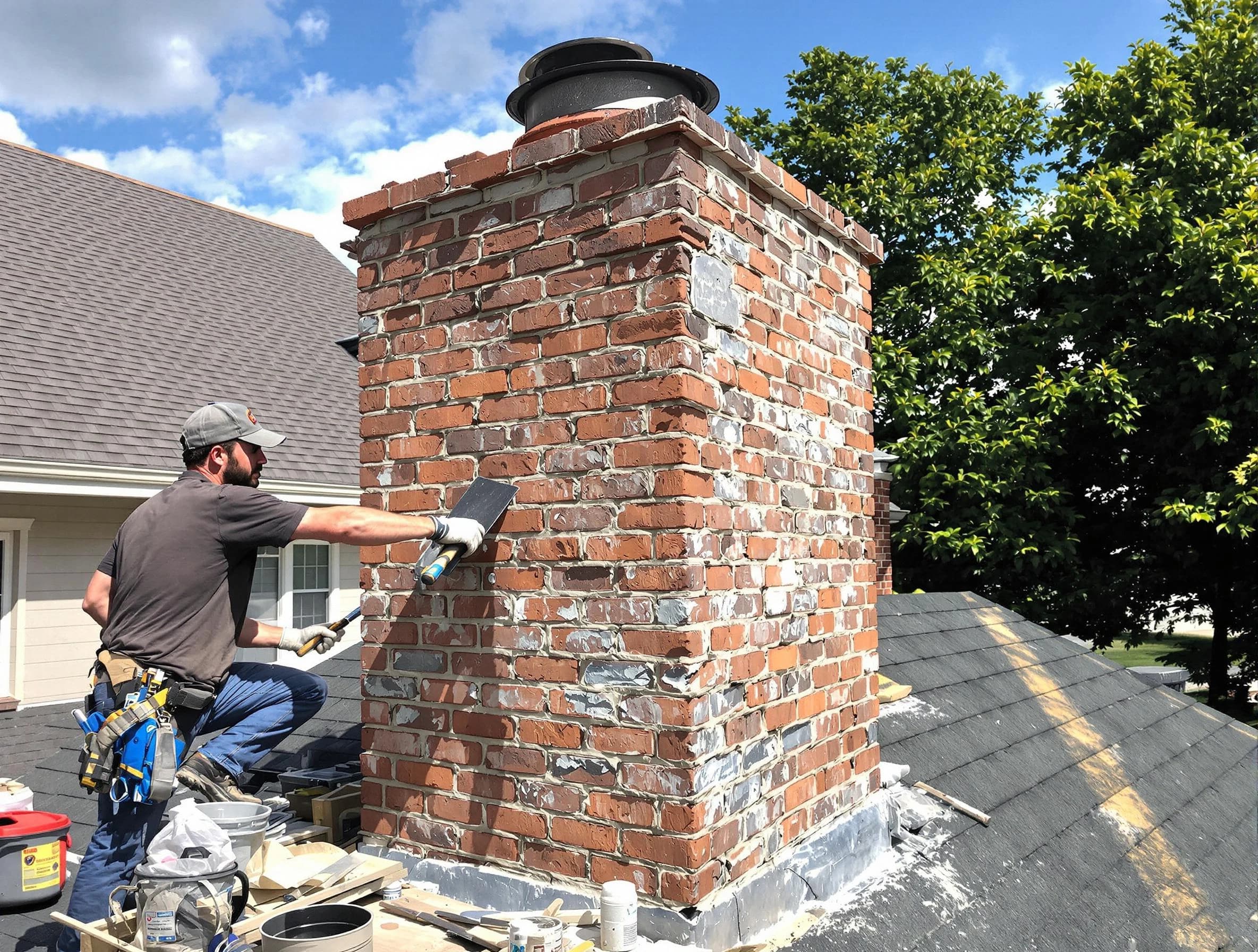 Completed chimney rebuild by Chelmsford Chimney Sweep in Chelmsford, MA