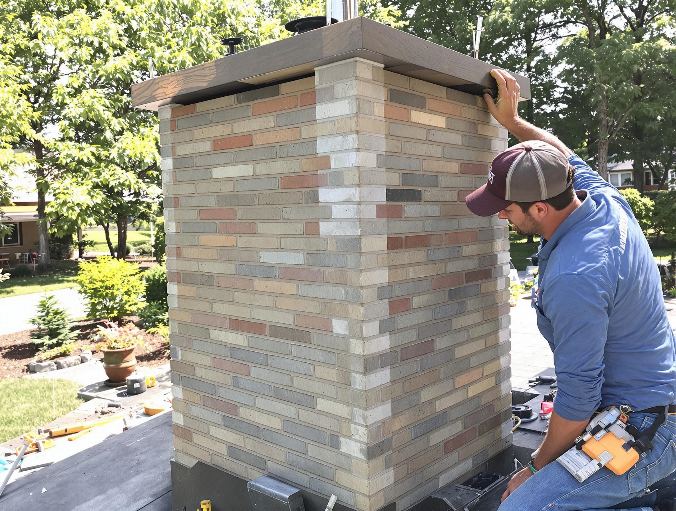 Chelmsford Chimney Sweep completing a modern chimney remodel in Chelmsford, MA
