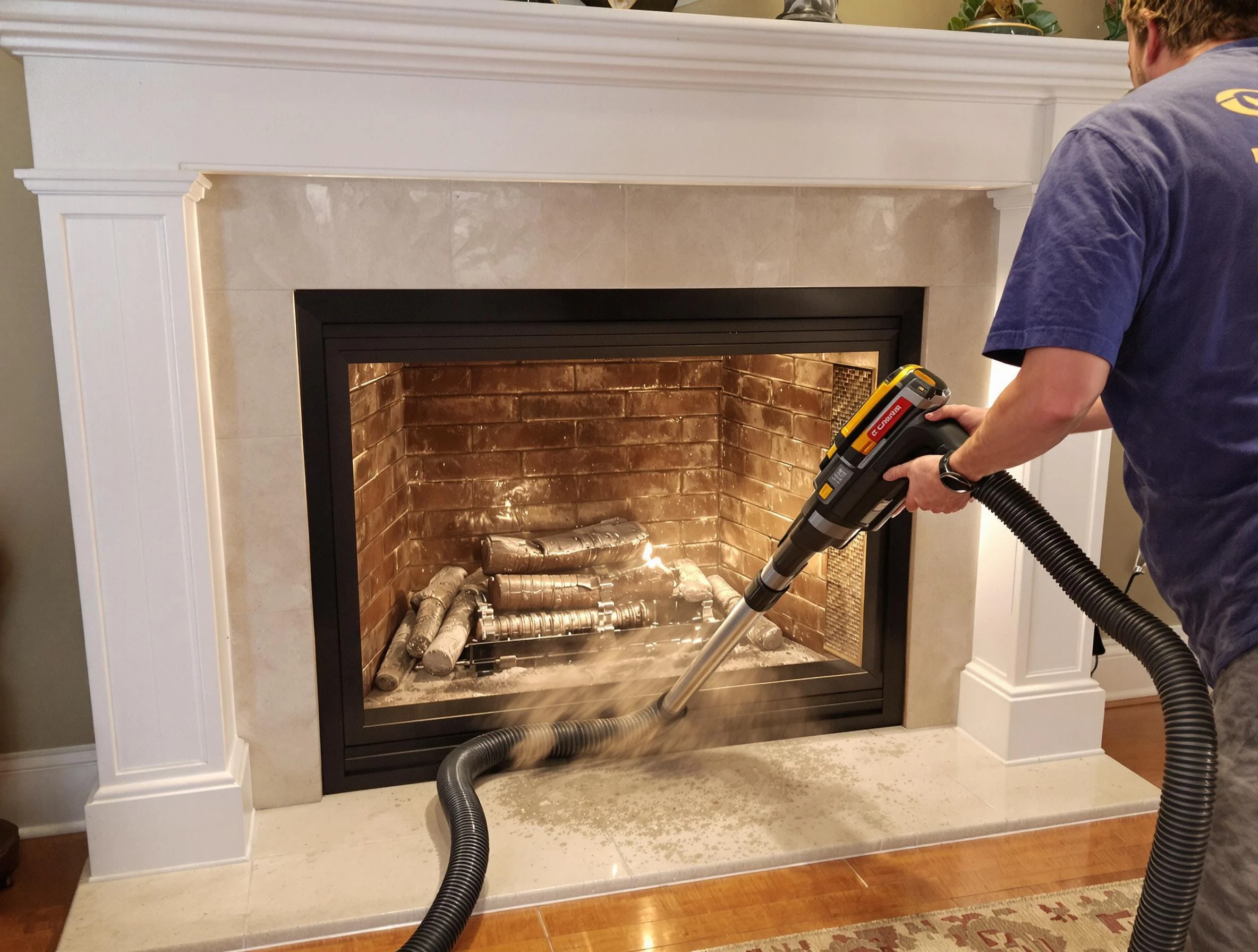 Fireplace cleaning performed by Chelmsford Chimney Sweep in Chelmsford, MA