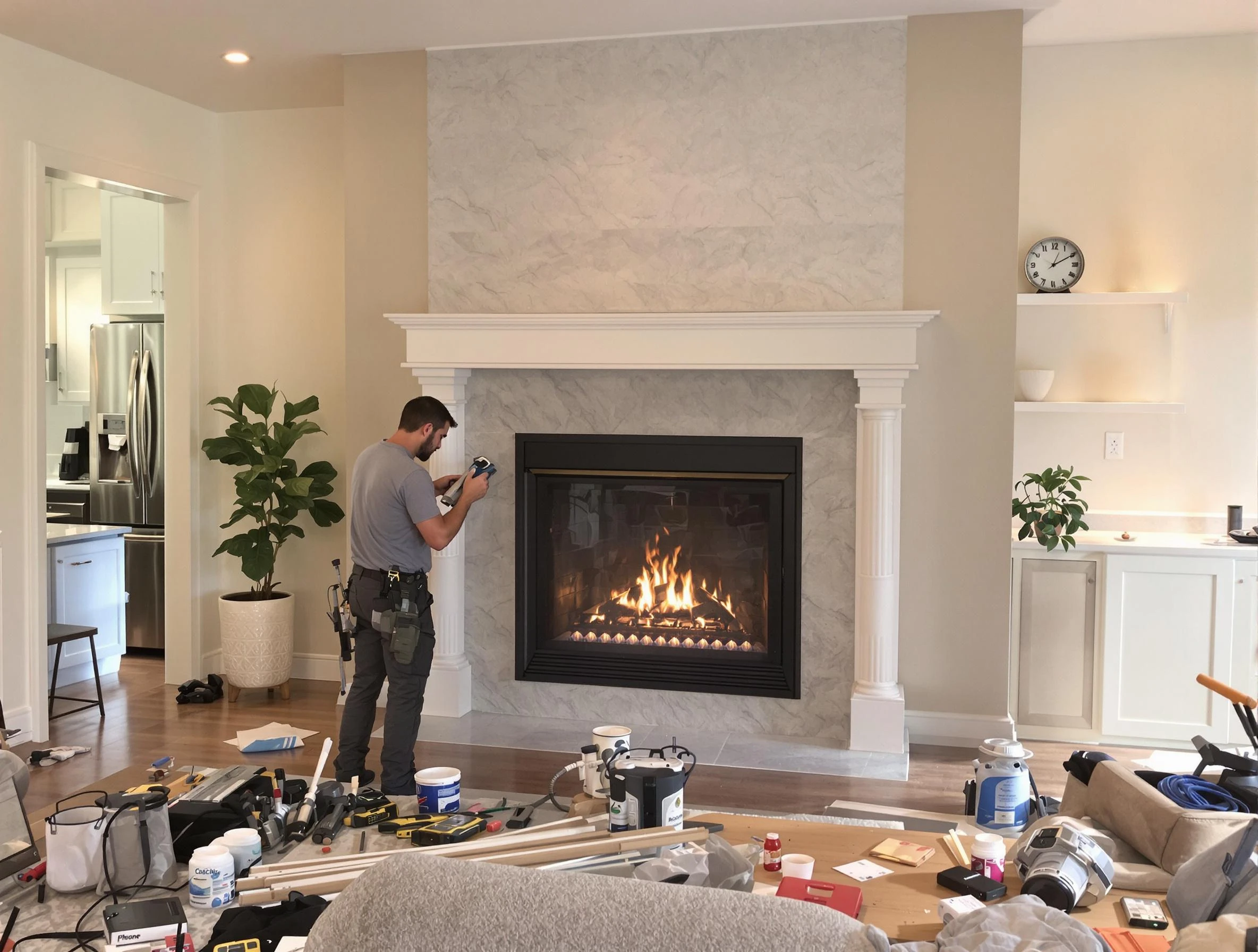 Newly installed fireplace by Chelmsford Chimney Sweep in Chelmsford, MA