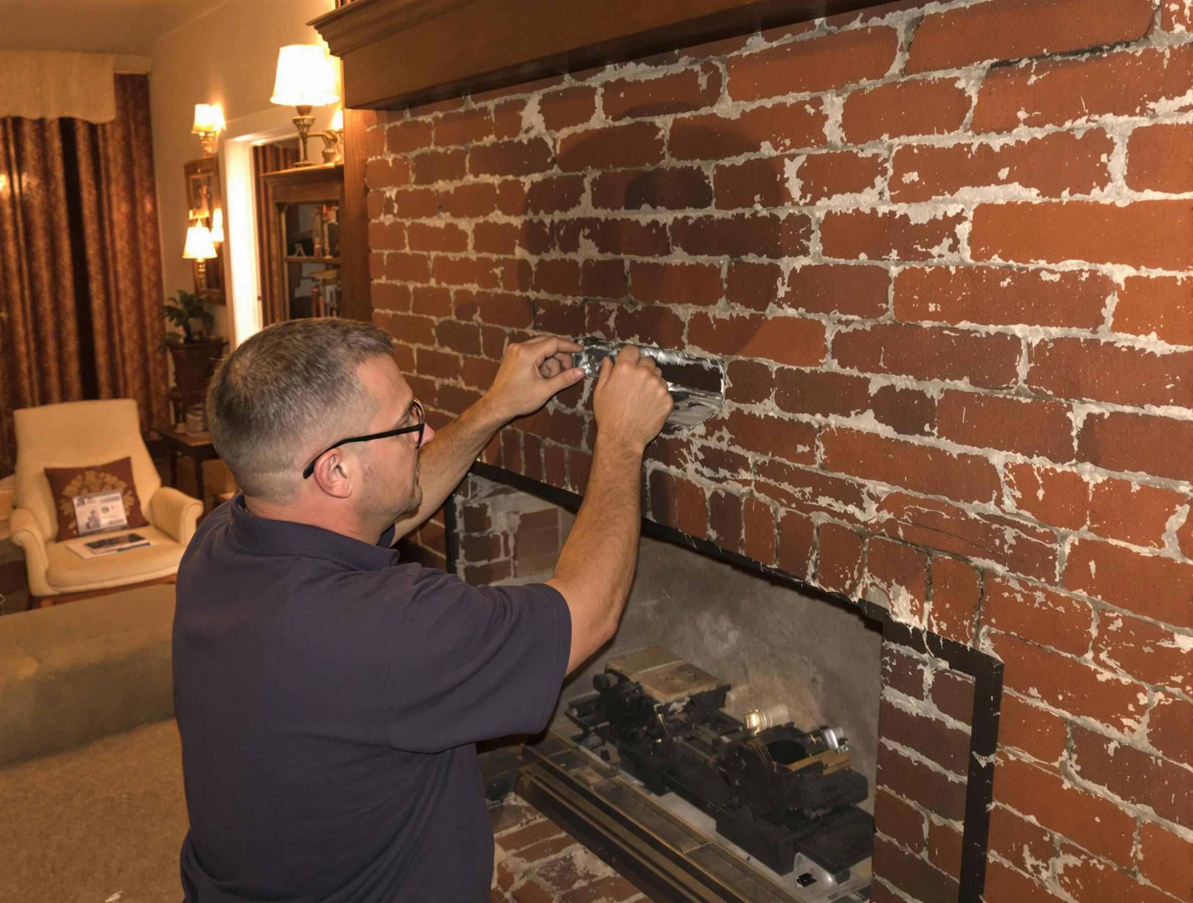 Chelmsford Chimney Sweep expert fixing a fireplace in Chelmsford, MA