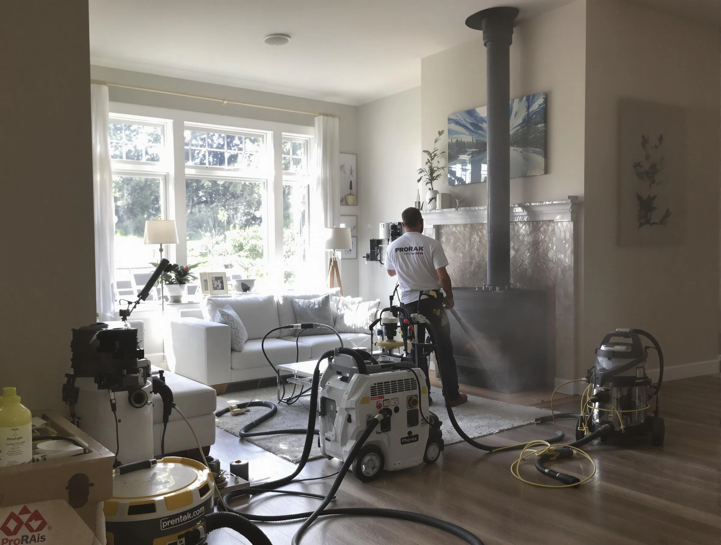 Soot removal service by Chelmsford Chimney Sweep for a fireplace in Chelmsford, MA